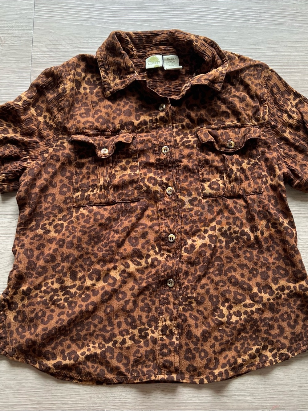 Leopard Print Button-Front Shirt - Brown